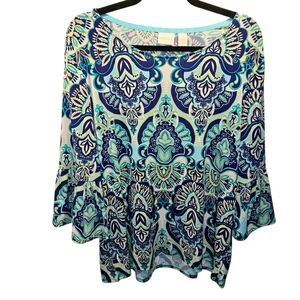 Chico's sz. Xlarge blue/white/green blouse